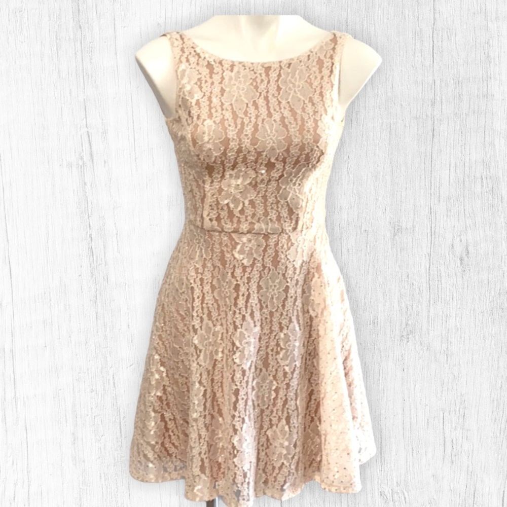 Sleeveless Cream Sparkle Dress
